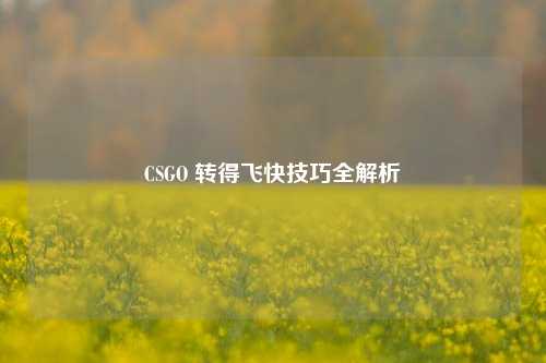 CSGO 转得飞快技巧全解析