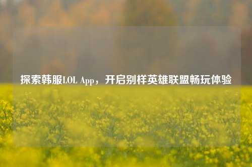 探索韩服LOL App，开启别样英雄联盟畅玩体验