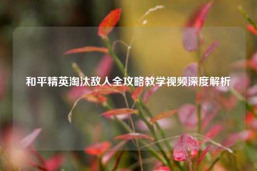 和平精英淘汰敌人全攻略教学视频深度解析