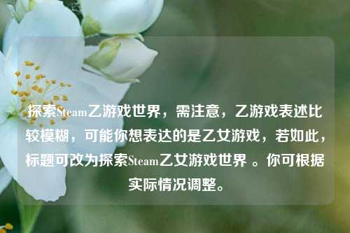 探索Steam乙游戏世界,需注意,乙游戏表述比较模糊,可能你想表达的是乙女游戏,若如此,标题可改为探索Steam乙女游戏世界 。你可根据实际情况调整。