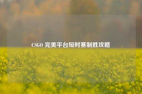 CSGO 完美平台短时赛制胜攻略