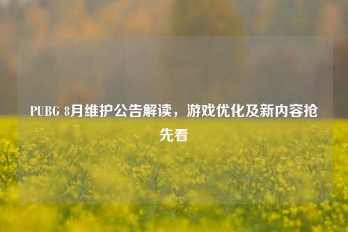 PUBG 8月维护公告解读,游戏优化及新内容抢先看