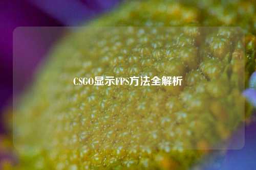 CSGO显示FPS方法全解析