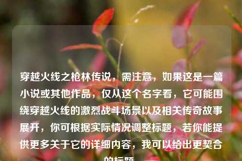 穿越火线之枪林传说,需注意,如果这是一篇小说或其他作品,仅从这个名字看,它可能围绕穿越火线的激烈战斗场景以及相关传奇故事展开,你可根据实际情况调整标题,若你能提供更多关于它的详细内容,我可以给出更契合的标题。