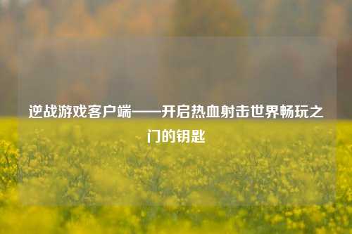 逆战游戏客户端——开启热血射击世界畅玩之门的钥匙