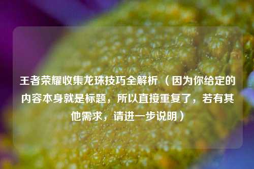 王者荣耀收集龙珠技巧全解析 (因为你给定的内容本身就是标题,所以直接重复了,若有其他需求,请进一步说明)