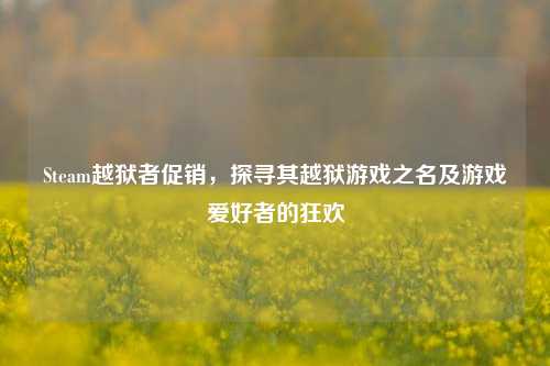 Steam越狱者促销,探寻其越狱游戏之名及游戏爱好者的狂欢