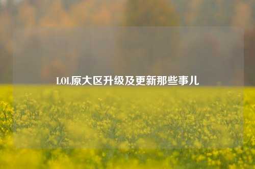 LOL原大区升级及更新那些事儿