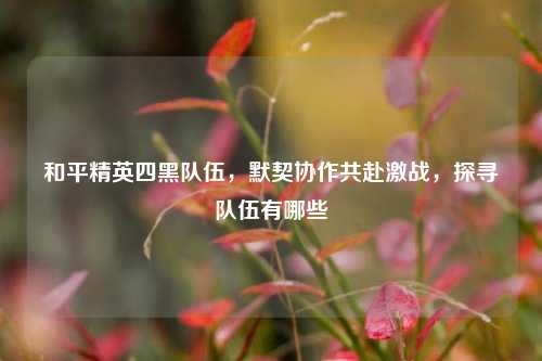 和平精英四黑队伍,默契协作共赴激战,探寻队伍有哪些