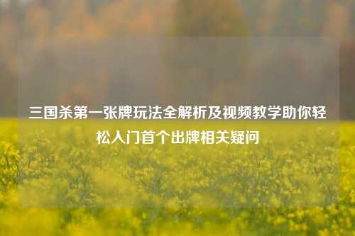 三国杀第一张牌玩法全解析及视频教学助你轻松入门首个出牌相关疑问