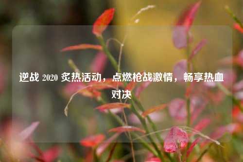 逆战 2020 炙热活动,点燃枪战激情,畅享热血对决