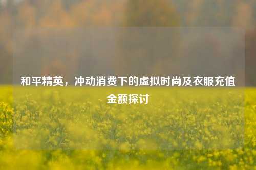 和平精英,冲动消费下的虚拟时尚及衣服充值金额探讨