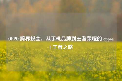 OPPO 跨界蜕变,从手机品牌到王者荣耀的 oppoa1 王者之路
