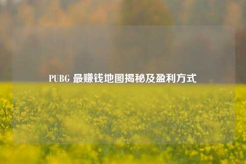 PUBG 最赚钱地图揭秘及盈利方式