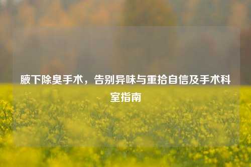 腋下除臭手术，告别异味与重拾自信及手术科室指南