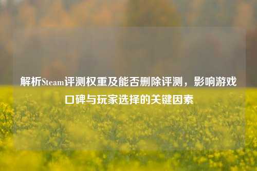 解析Steam评测权重及能否删除评测,影响游戏口碑与玩家选择的关键因素