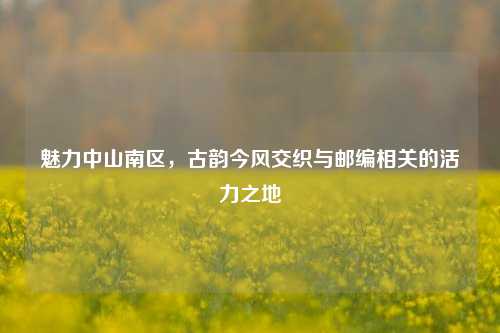 魅力中山南区，古韵今风交织与邮编相关的活力之地