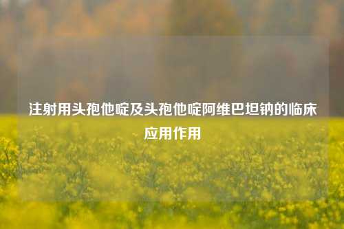 注射用头孢他啶及头孢他啶阿维巴坦钠的临床应用作用
