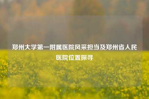 郑州大学第一附属医院风采担当及郑州省人民医院位置探寻