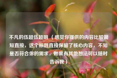 不凡的伍超伍超明 (感觉你提供的内容比较简短直接,这个标题直接保留了核心内容,不知是否符合你的需求,如果有其他想法可以随时告诉我)