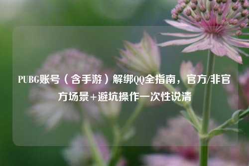 PUBG账号（含手游）解绑QQ全指南，官方/非官方场景+避坑操作一次性说清