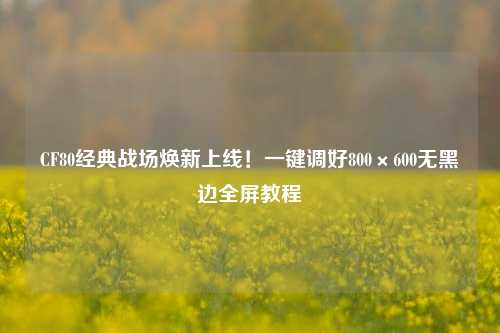 CF80经典战场焕新上线!一键调好800×600无黑边全屏教程
