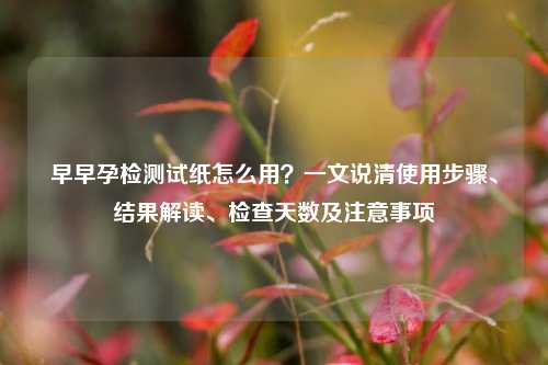 早早孕检测试纸怎么用？一文说清使用步骤、结果解读、检查天数及注意事项