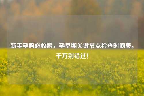 新手孕妈必收藏,孕早期关键节点检查时间表,千万别错过!