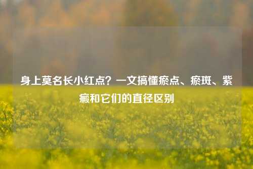身上莫名长小红点？一文搞懂瘀点、瘀斑、紫癜和它们的直径区别