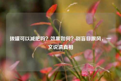 拔罐可以减肥吗?效果如何?别盲目跟风,一文说清真相