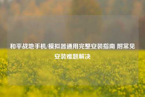 和平战地手机/模拟器通用完整安装指南 附常见安装难题解决