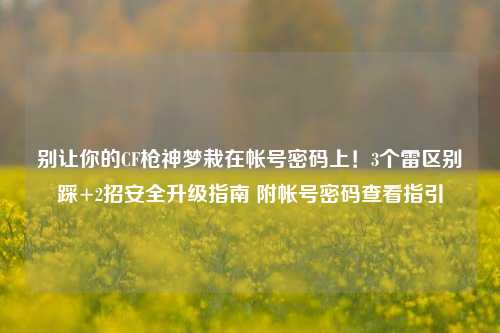 别让你的CF枪神梦栽在帐号密码上!3个雷区别踩+2招安全升级指南 附帐号密码查看指引