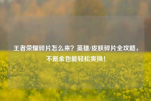 王者荣耀碎片怎么来?英雄/皮肤碎片全攻略,不氪金也能轻松爽换!