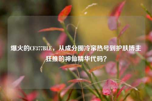 爆火的CF377BLE,从成分圈冷窜热号到护肤博主狂推的神仙精华代码?