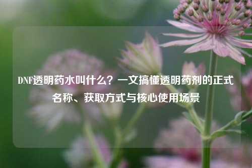 DNF透明药水叫什么？一文搞懂透明药剂的正式名称、获取方式与核心使用场景
